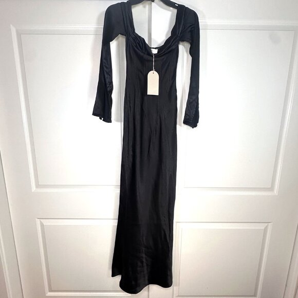 Meshki Giselle Off Shoulder Cowl Neck Satin Maxi Gown Dress XXS - NEW - Picture 6 of 15